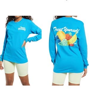 PETALS AND PEACOCKS TREAT YOURSELF LONG SLEEVE TEE UNISEX SIZE LARGE NWOT